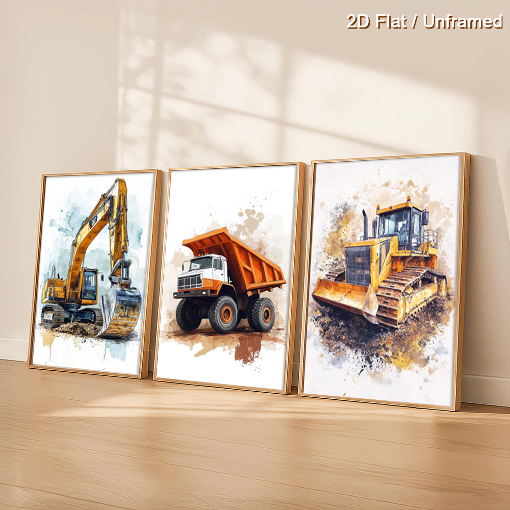 Heavy Equipment Landscaping - (Noframe 3PCS)-2D Flat, 2D Flat, Conjunto