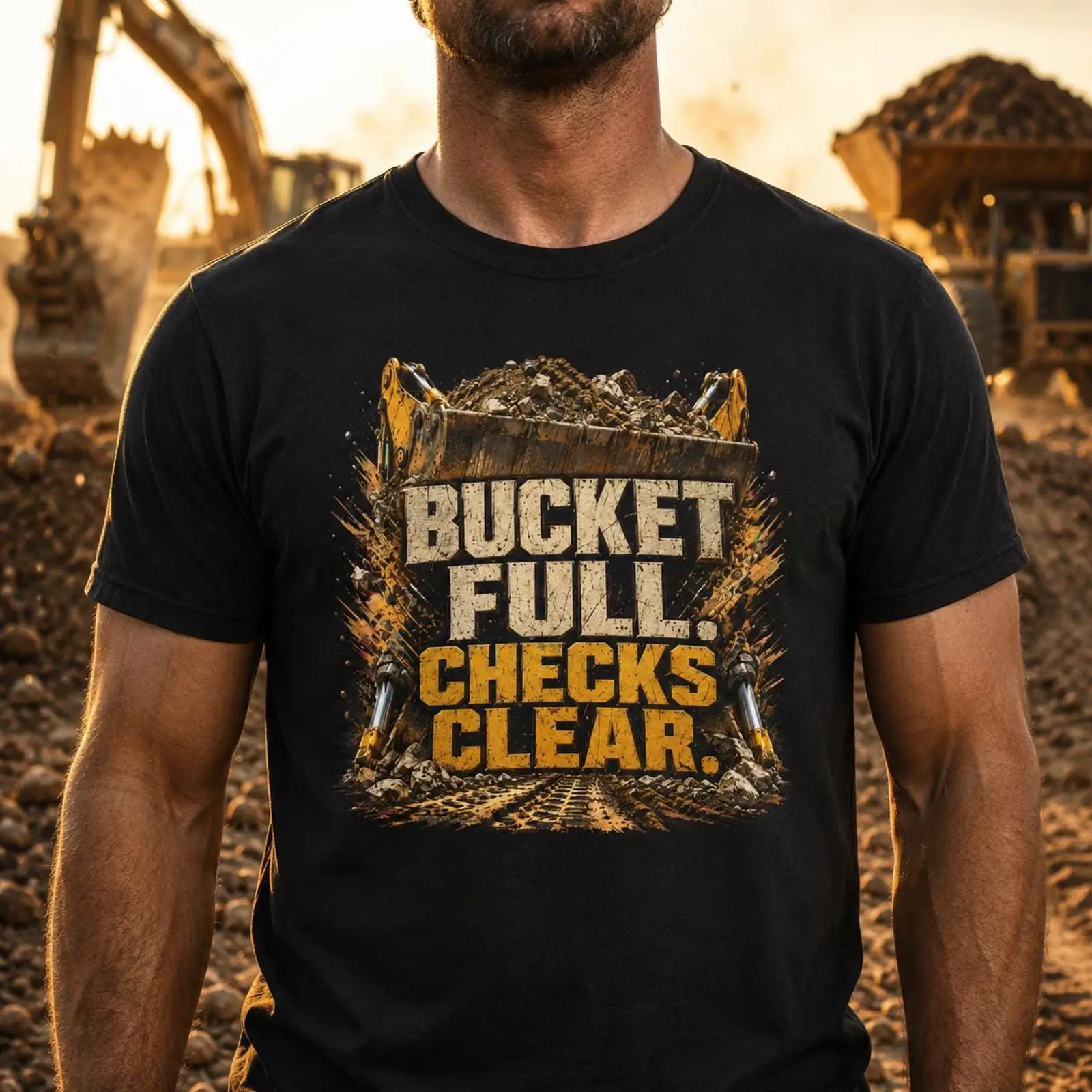 Heavy Equipment With Bucket - Camiseta Unissex Vintage Lavada para Homens: